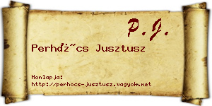 Perhócs Jusztusz névjegykártya